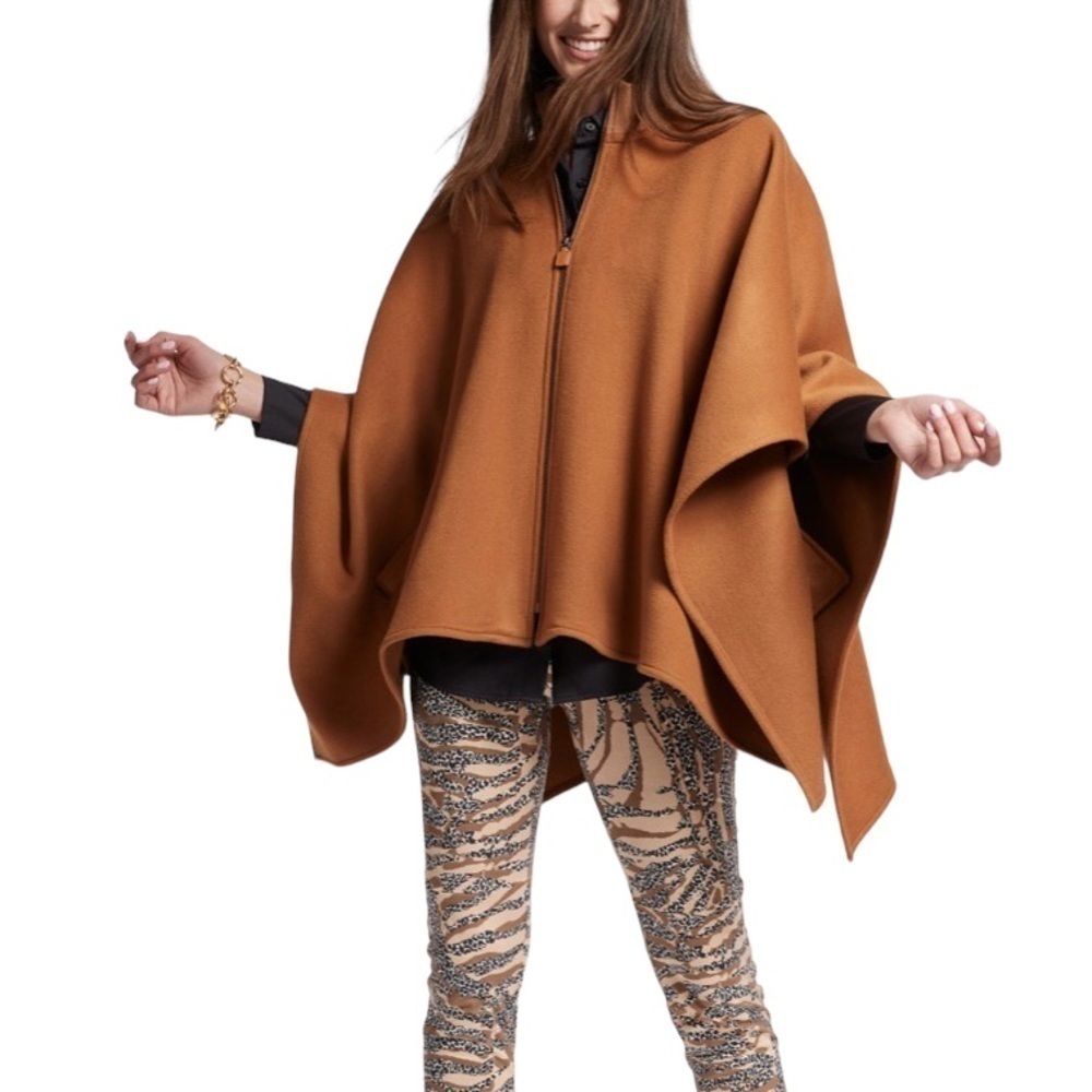 TYLER BOE Zip Front Poncho Wool Blend Size Medium / Large in Bronze